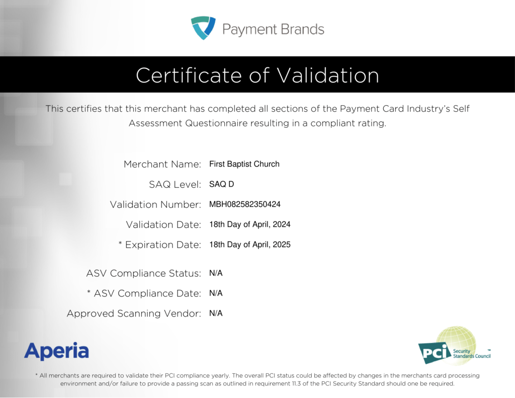 Certificate of Validation